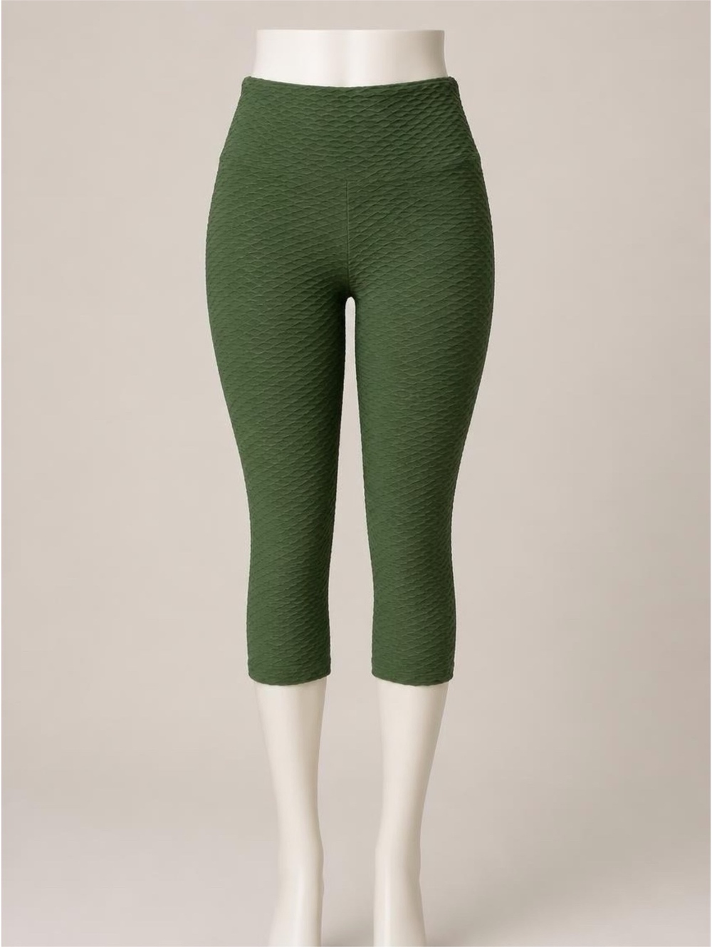 Booty by Brabants Textured Green Cropped Leggings Croco Skin OS
